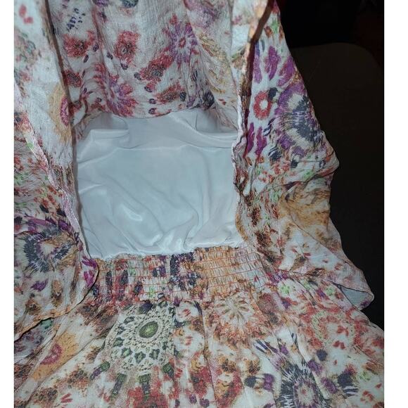 Women's Medium Sleeveless Printed Overlay Long Maxi Dress - Picture 9 of 10